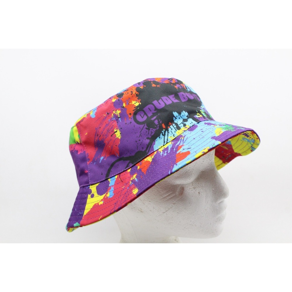 Crude Boys Cannabis Reversible Abstract Paint Splatter Retro Bucket Hat‎ OSFM